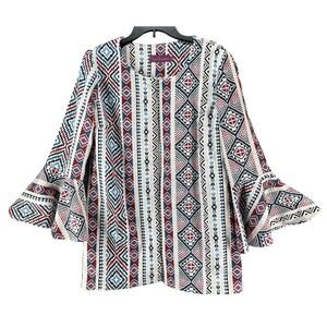 Sweet Sinammon Jacket L Multicolor Woven Aztec Open Bell Sleeves Boho Western